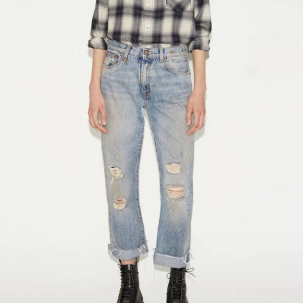 R13 Classic Straight Distressed Jeans in Wilton Size 26